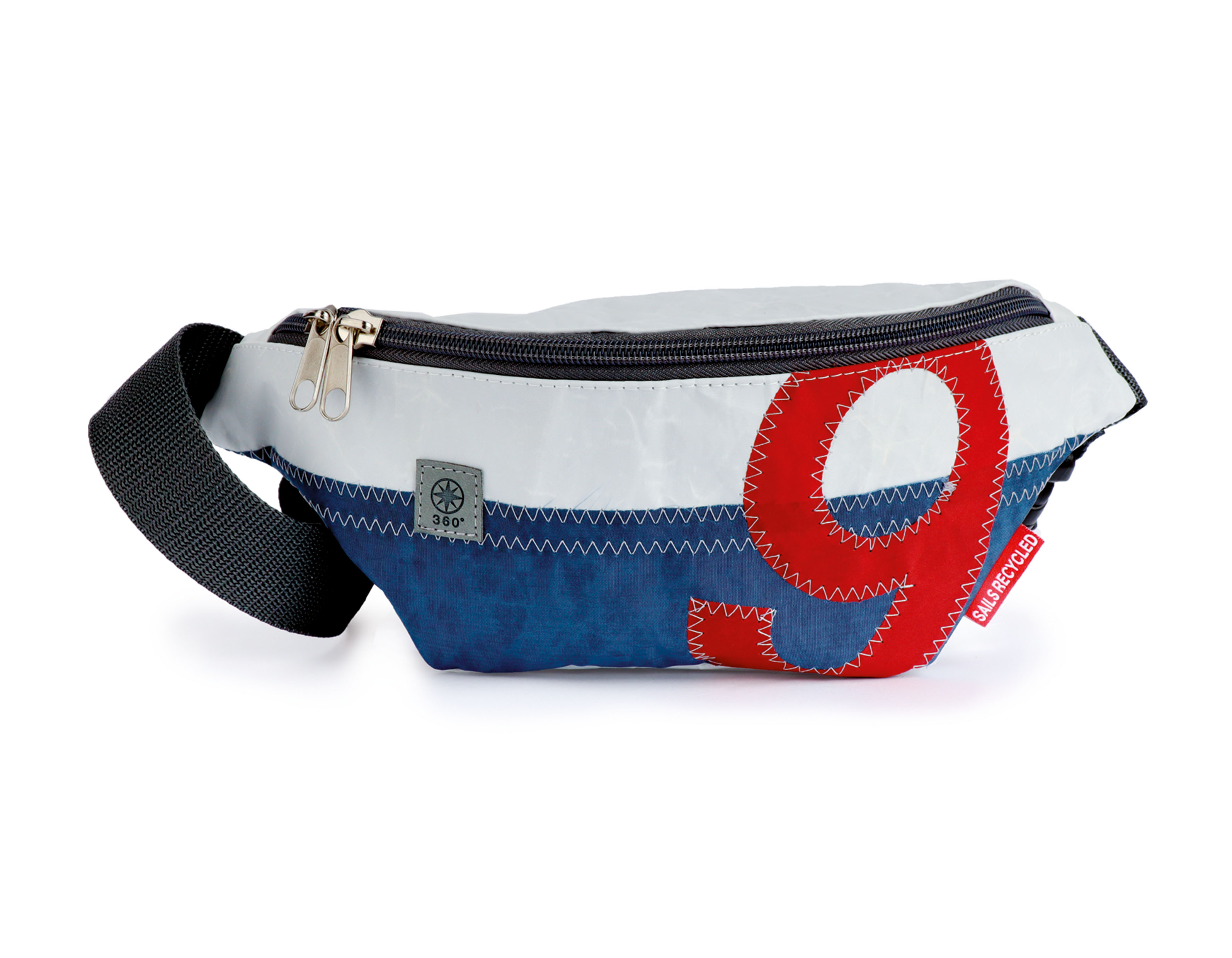 Knoten | Bum Bag Hipbag weiß-blau, Zahl rot